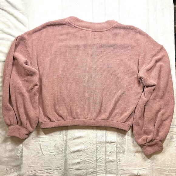 Free People FP Beach Happy Pullover Mauve Dusty Rose Sweater M Chenille Cozy - Picture 4 of 15